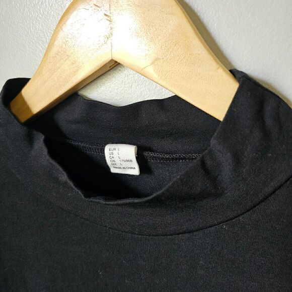 EUC BLACK MINIMALIST MOCK NECK A LINE COTTON BLEND SHIRT DRESS SIZE L - Picture 11 of 13